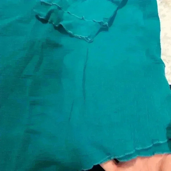 Soft Surroundings Teal Tunic Quarter Sleeve Layered Shirt Size Medium - Picture 3 of 5